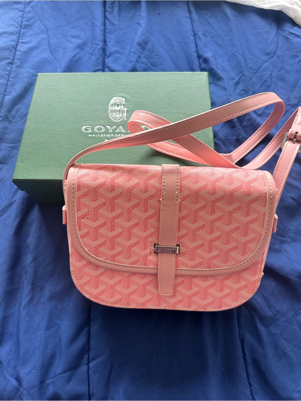 Goyard Pink Chevron Canvas Crossbody Shoulder Bag